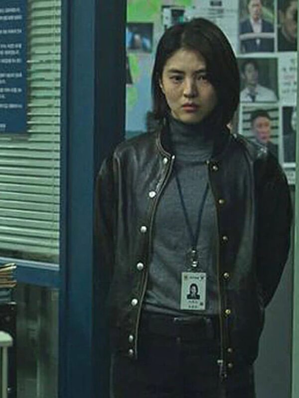 My Name Han So Hee Black Bomber Leather Jacket