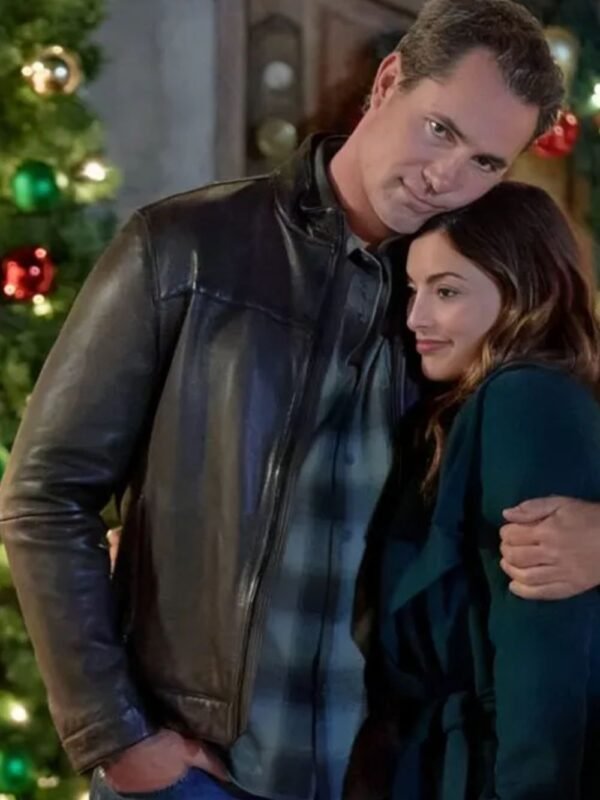 Mystery on Mistletoe Lane Victor Webster Black Leather Jacket