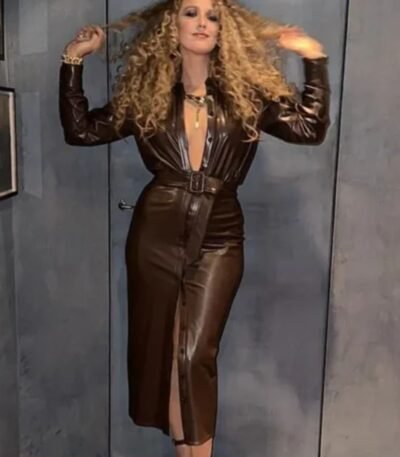 NYC 2023 Blake Lively Leather Trench Coat