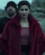 Nairobi Money Heist Fur Collar Maroon Shearling Jacket