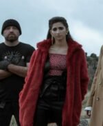Nairobi Money Heist Fur Collar Maroon Shearling Jacket