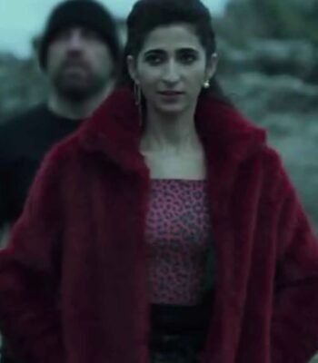 Nairobi Money Heist Fur Collar Maroon Shearling Jacket
