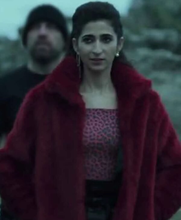 Nairobi Money Heist Fur Collar Maroon Shearling Jacket