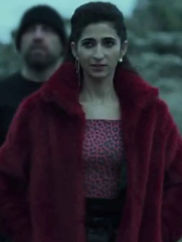 Nairobi Money Heist Fur Collar Maroon Shearling Jacket