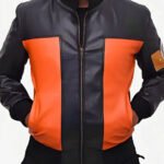 Naruto Shippūden Uzumaki Brown and Black Bomber Leather Jacket