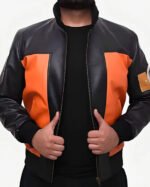 Naruto Shippūden Uzumaki Brown and Black Bomber Leather Jacket