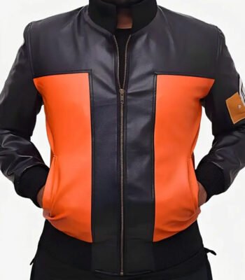 Naruto Shippūden Uzumaki Brown and Black Bomber Leather Jacket