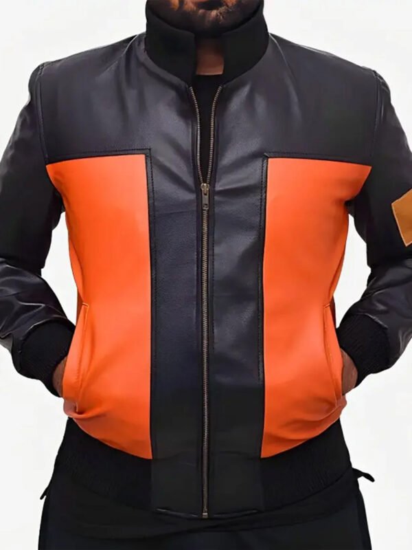 Naruto Shippūden Uzumaki Brown and Black Bomber Leather Jacket