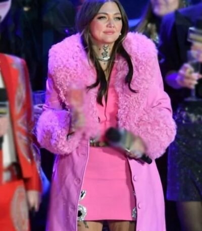 Nashville Big Bash Elle King Pink Leather Shearling Coat