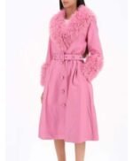 Nashville Big Bash Elle King Pink Leather Shearling Coat