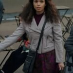 Natalie Thompson Suspicion S01 Biker Suede Leather Jacket