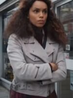Natalie Thompson Suspicion S01 Biker Suede Leather Jacket