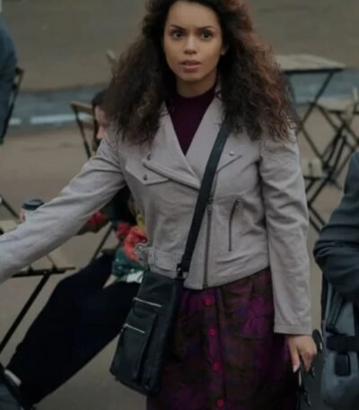 Natalie Thompson Suspicion S01 Biker Suede Leather Jacket