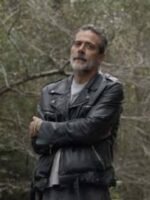 Negan Black Leather Moto Jacket
