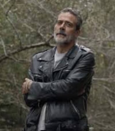 Negan Black Leather Moto Jacket