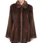 Neil Mink Fur Fashionable Brown Coat