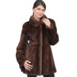 Neil Mink Fur Fashionable Brown Coat