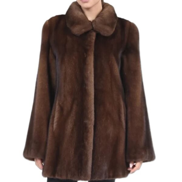 Neil Mink Fur Fashionable Brown Coat