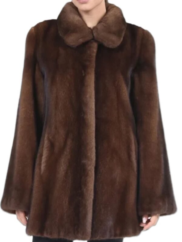Neil Mink Fur Fashionable Brown Coat