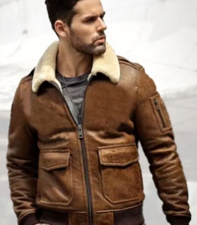 Nelson 13th Squadron Brown Leather G-1 Bomber Jacket