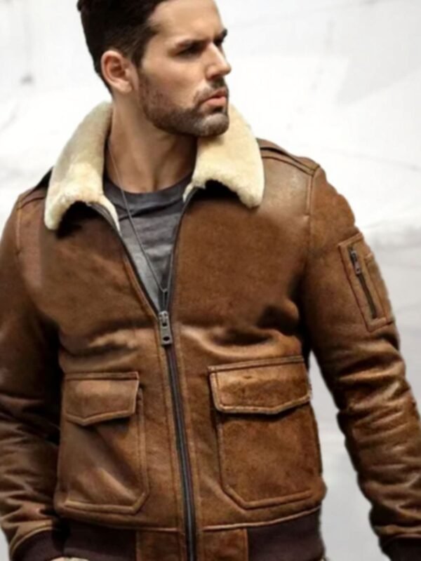 Nelson 13th Squadron Brown Leather G-1 Bomber Jacket