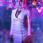 Neon Girl Cyber Punk 2077 White Leather Coat