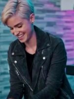 Never Have I Ever Eve Black Biker Leather Jacket - Image 4