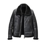 Nicholas-SF Shearling Aviator Black Leather Jacket