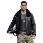 Nicholas-SF Shearling Aviator Black Leather Jacket