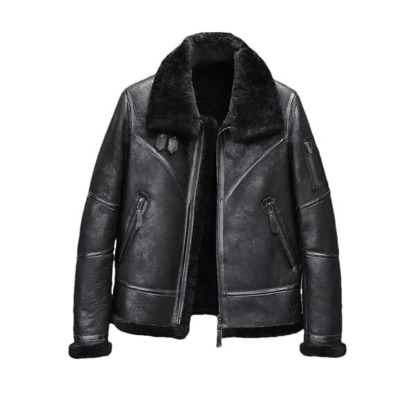 Nicholas-SF Shearling Aviator Black Leather Jacket