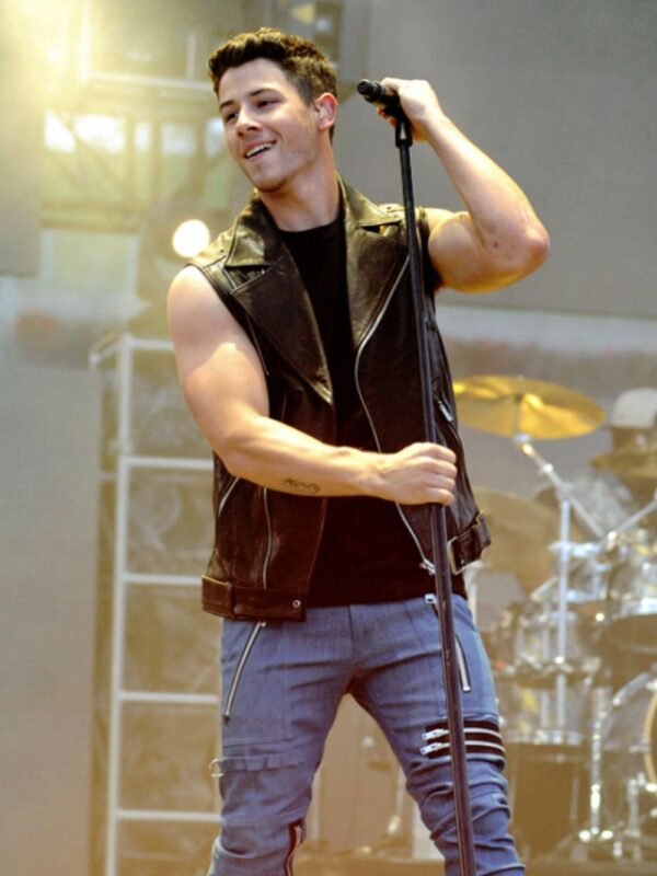 Nick Jonas Chaos Walking Davy Prentiss Jr Black Leather Vest
