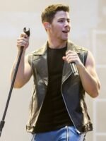 Nick Jonas Chaos Walking Davy Prentiss Jr Black Leather Vest