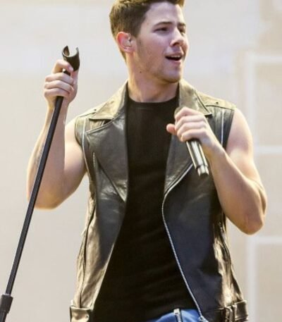 Nick Jonas Chaos Walking Davy Prentiss Jr Black Leather Vest