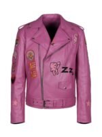 Nicolas Cage Pink Motorcycle Leather Jacket