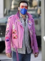 Nicolas Cage Pink Motorcycle Leather Jacket
