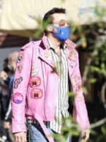 Nicolas Cage Pink Motorcycle Leather Jacket