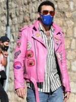 Nicolas Cage Pink Motorcycle Leather Jacket