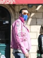 Nicolas Cage Pink Motorcycle Leather Jacket
