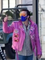 Nicolas Cage Pink Motorcycle Leather Jacket