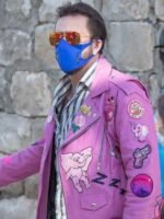 Nicolas Cage Pink Motorcycle Leather Jacket