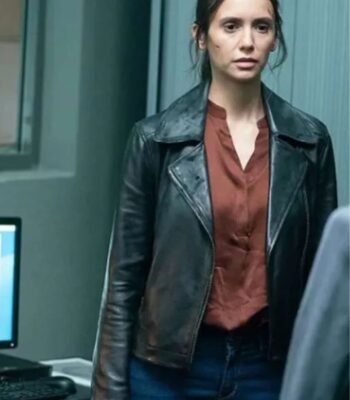 Nina Dobrev The Bricklayer 2024 Black Leather Jacket