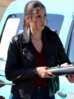 Nina Dobrev The Bricklayer 2024 Black Leather Jacket