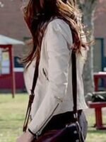 Nina Dobrev The Vampire Diaries S04 Beige Leather Jacket