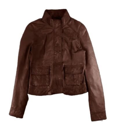 Nina Dobrev The Vampire Diaries S05 Brown Leather Jacket