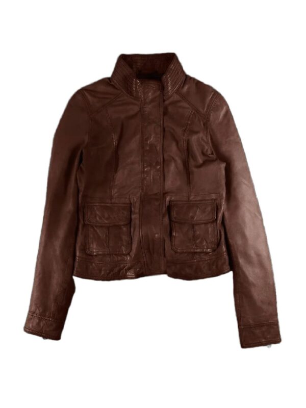 Nina Dobrev The Vampire Diaries S05 Brown Leather Jacket