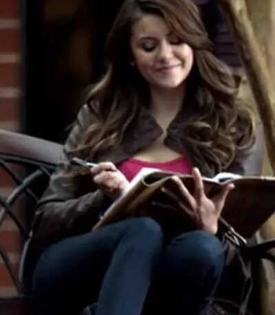Nina Dobrev The Vampire Diaries S05 Brown Leather Jacket