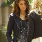 Nina Dobrev The Vampire Diaries S05 Navy Biker Jacket
