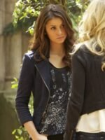Nina Dobrev The Vampire Diaries S05 Navy Biker Jacket