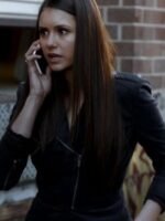 Nina Dobrev The Vampire Diaries S05 Navy Biker Jacket
