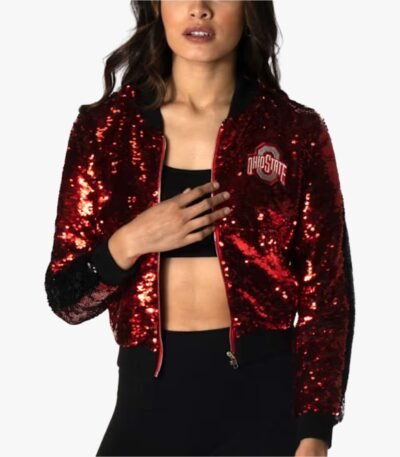 Ohio State Red Sequin Bomber Jacket